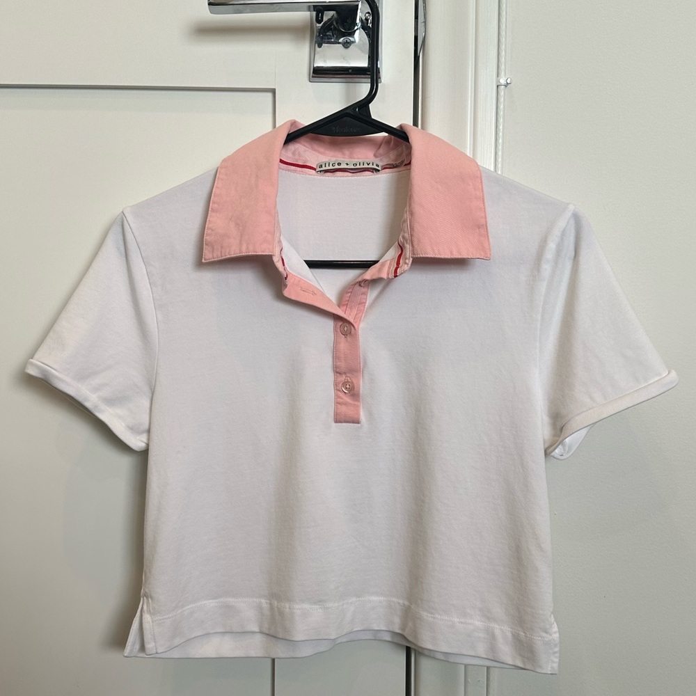 Alice + Olivia Kit Cropped Polo Shirt Size S - Picture 6 of 8